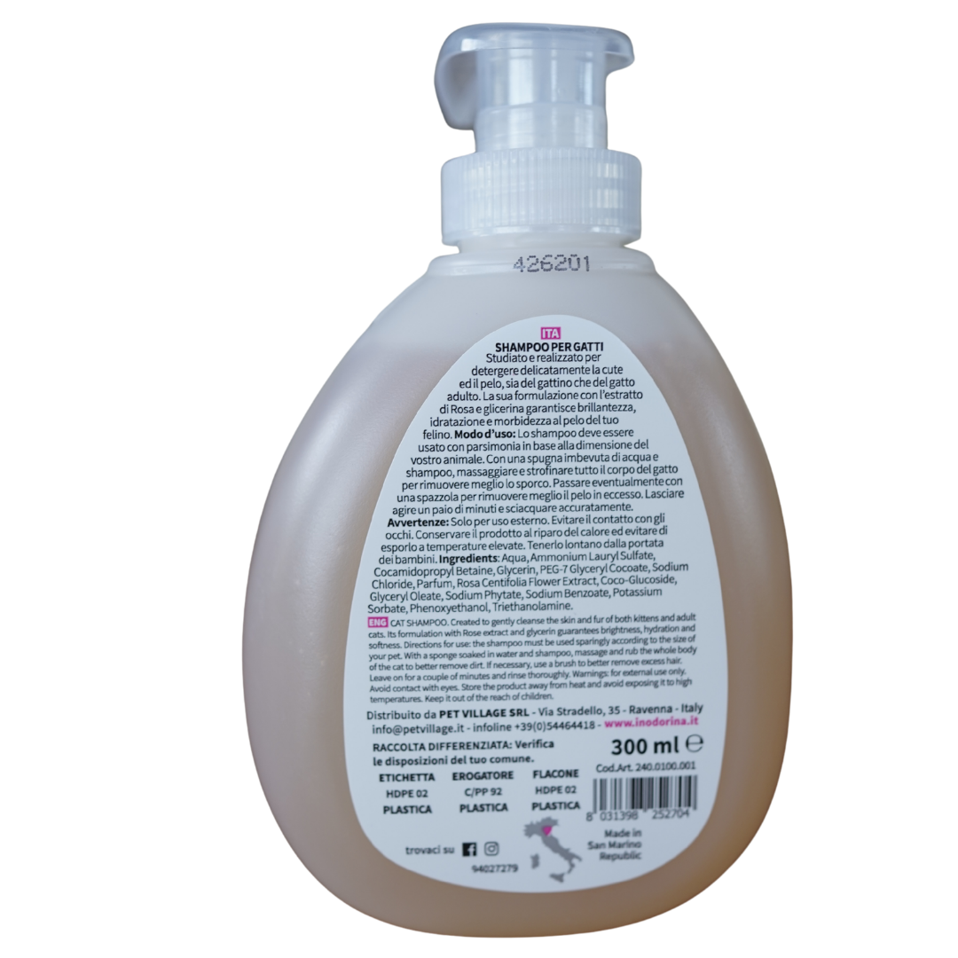 Inodorina Champú para Gatos con Extracto de Rosa 300 ml