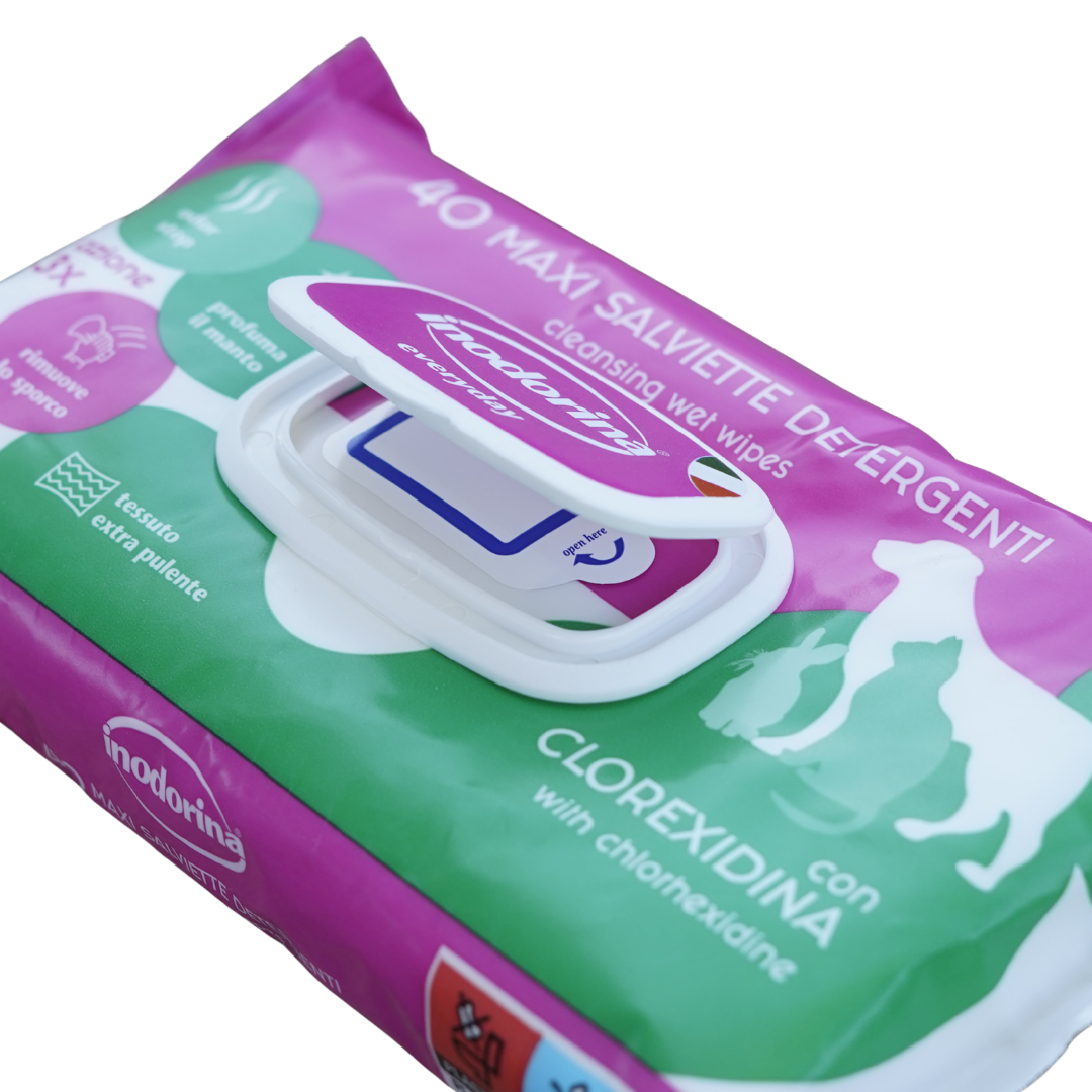 INODORINA Toallitas Higiénicas con Clorexidina para Perros y Gatos
