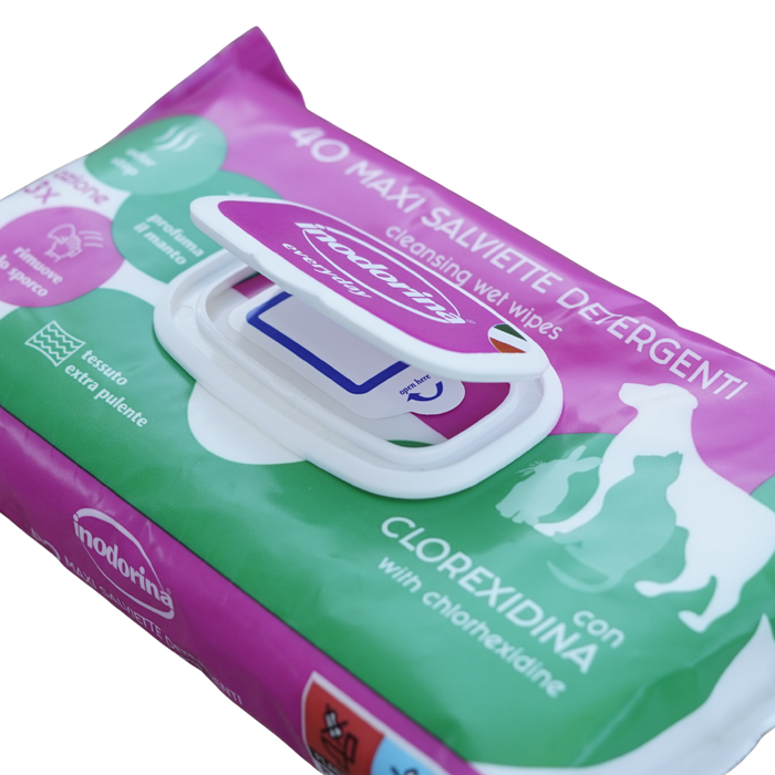 INODORINA Toallitas Higiénicas con Clorexidina para Perros y Gatos