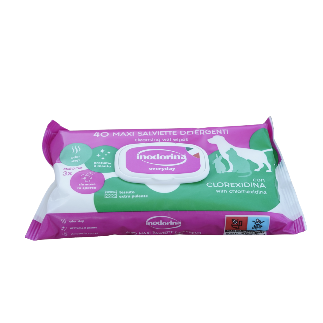 INODORINA Toallitas Higiénicas con Clorexidina para Perros y Gatos